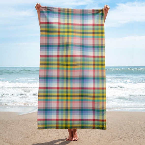 Modern Bold Plaid Beach Towel
