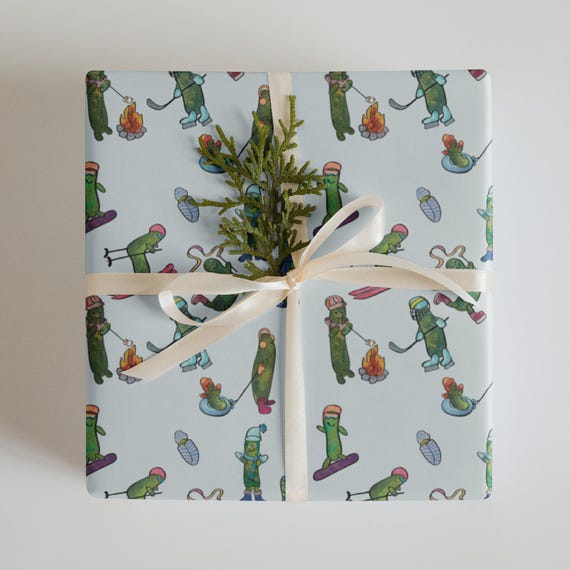 Pickles Winter Sports Gift Wrap, Funny Holiday Wrapping Paper