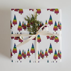 Rainbow Christmas Tree Wrapping Papers / Rainbow Gift Wrap Sheets