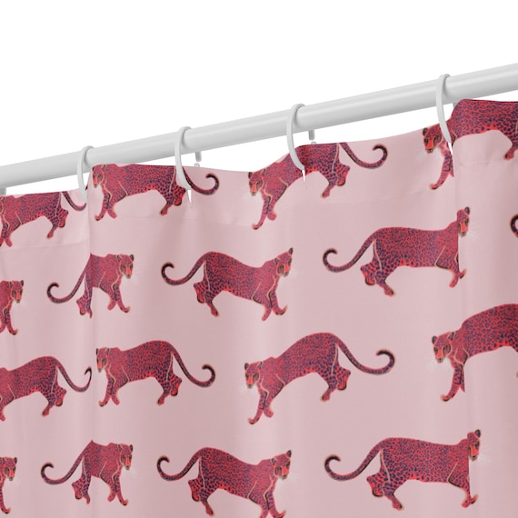 Pink Leopard Shower Curtain // Fun Animal Shower Curtains