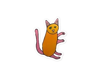 Sad Orange Cat Sticker: Water-Resistant Vinyl Decal