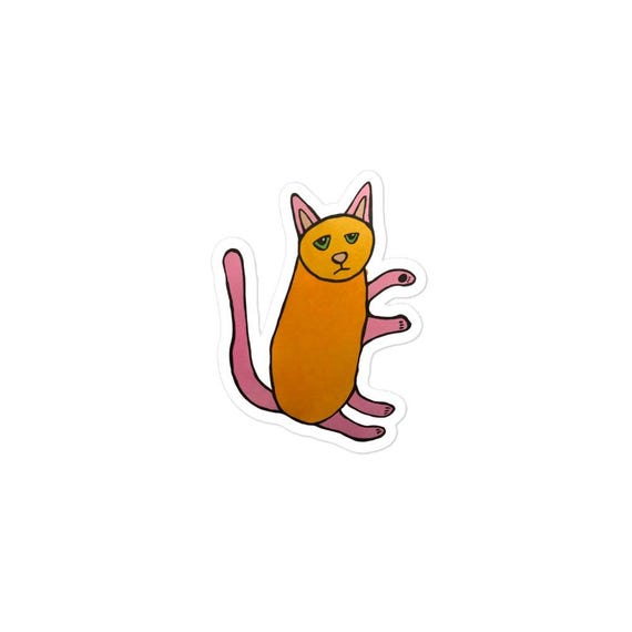 Sad Orange Cat Sticker: Water-Resistant Vinyl Decal