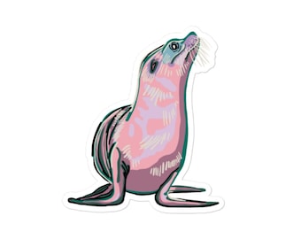 Hand-Drawn Pastel Sea Lion Sticker