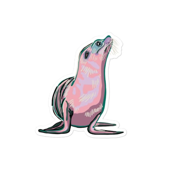 Hand-Drawn Pastel Sea Lion Sticker