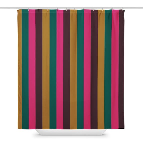 Bold Striped Shower Curtain, Colorful Modern Bath Decor, Jackie Roux Art