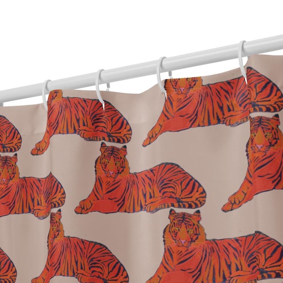 Tiger Shower Curtain, Whimsical Animal Decor, Cool Toger Print Bathroom Decoe