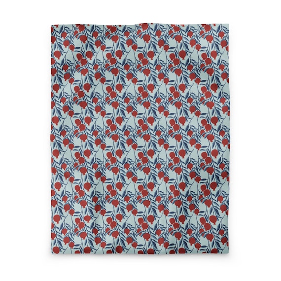 Pomegranate Tree Duvet Cover /Red And Aqua Bedding