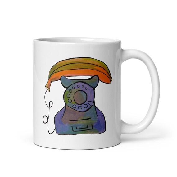 Banana Phone on a White Glossy Ceramic Mug