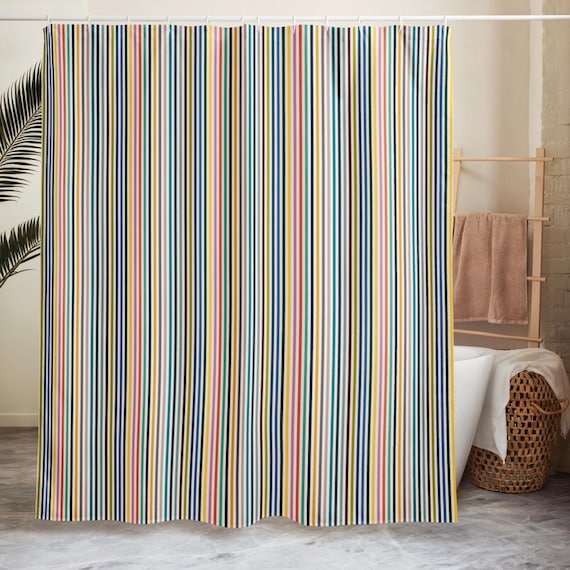 Colorful Bold Stripe Shower Curtain, Original Artwork Bathroom Decor