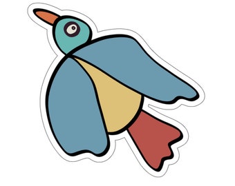 Flying Bird Sticker, Colorful Jrouxart Design