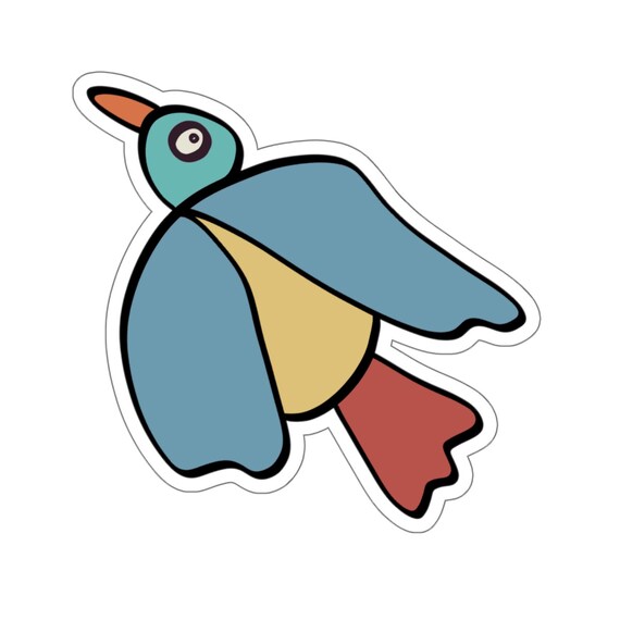 Flying Bird Sticker, Colorful Jrouxart Design