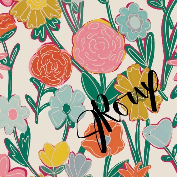 Pretty Flowers Duvet Cover / Pink Yellow Green and Blue / Spring Vibes / Floral Bedroom