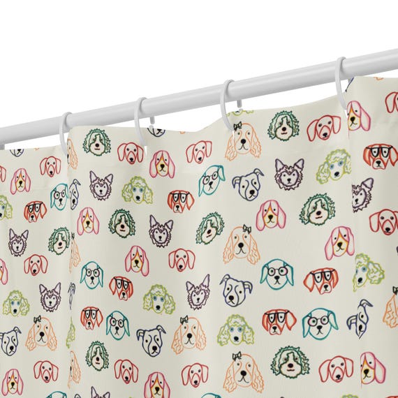 Colorful Dog Doodles Shower curtain