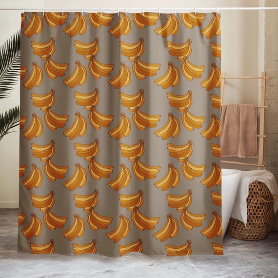 Banana Shower Curtain Yellow and Grey