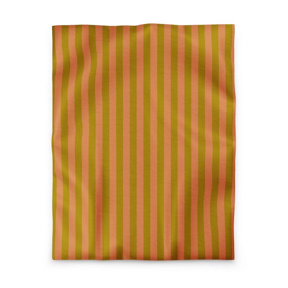 Orange and Gold Striped Duvet Cover
