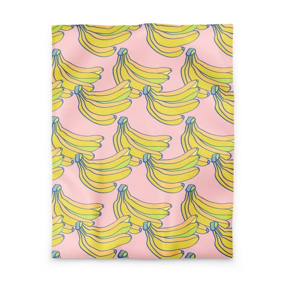 Banana Duvet cover / Fun Cheeky Bedding / Bunch of Yellow Bananas on Pink