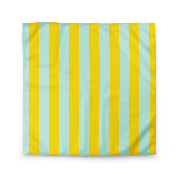 Aqua and Yellow Striped Duvet Cover