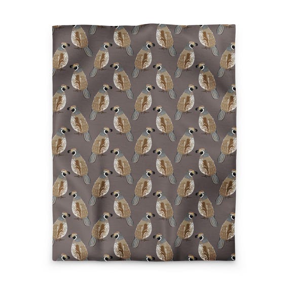 Quail Duvet Cover, Bird Bedding, Wildlife Comforter Cover, Nature Inspired Bedroom Decor