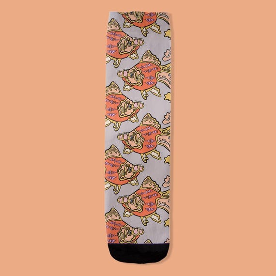 Goldfish Crew Socks, Fancy Fish Socks, Fun Animal Printed Footwear, Novelty Stockings, Quirky Sea Creature Sock, Fish Lover Gift