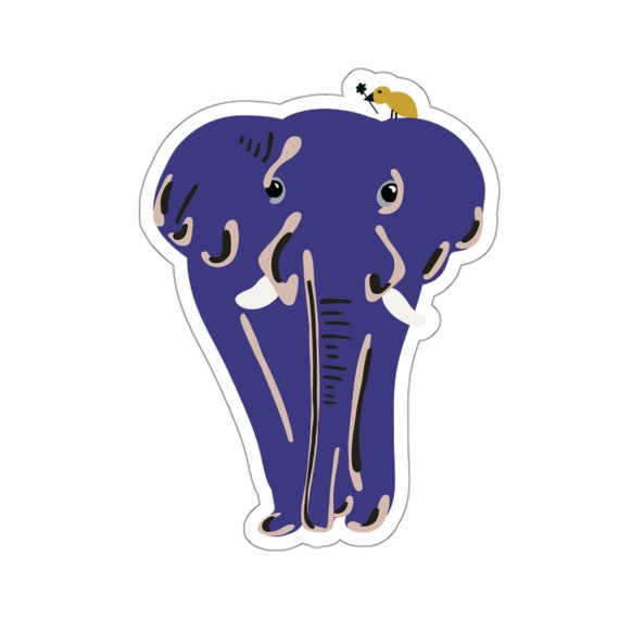 Elephant & Bird Sticker – Cute Animal Laptop Decal