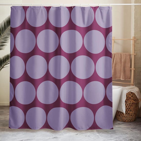 Polka Dot Shower Curtain, Lavender and Plum Purple