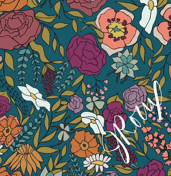 Floral Duvet Cover, Boho Botanical Bedding, Teal Comforter Cover, Moody Maximalist Bedroom Decor