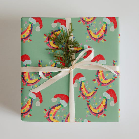 Christmas Bananas Gift Wrap / 3 Wrapping paper sheets