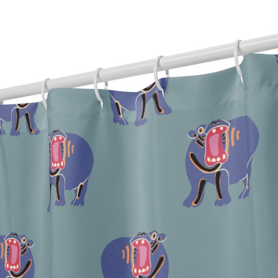 Hippo Shower curtain / Fun Animal Design Bath Decor