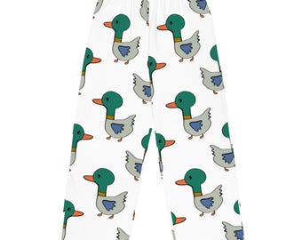 Mallard Duck Pajama Pants | Hand-Drawn Wildlife Sleepwear | Unisex Lounge Bottoms