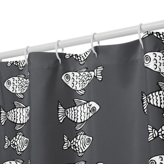 Fishy fish Shower Curtain // Grey Bathroom Decor
