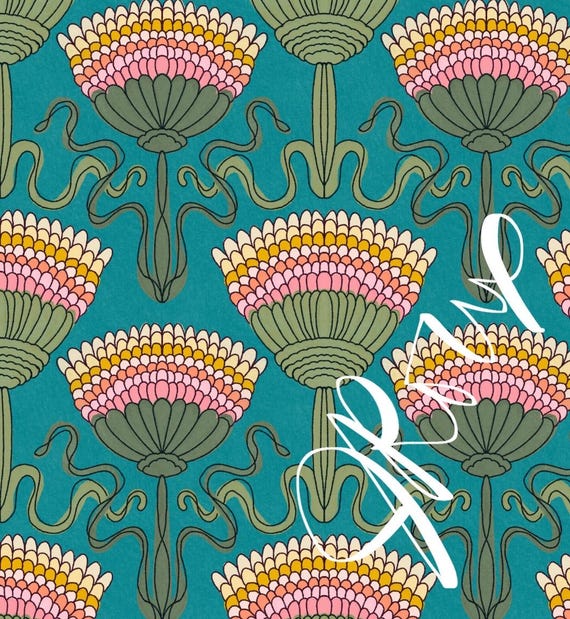 Teal Floral Duvet Cover: Boho Block Print Microfiber Bedding