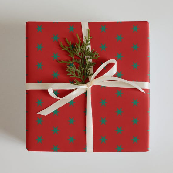 Hand-Drawn Christmas Star Wrapping Paper – Festive Gift Wrap, Set of 3