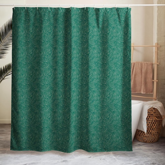 Phatholo Green Floral Shower Curtain / Bold Green Botanical Shower Curtain