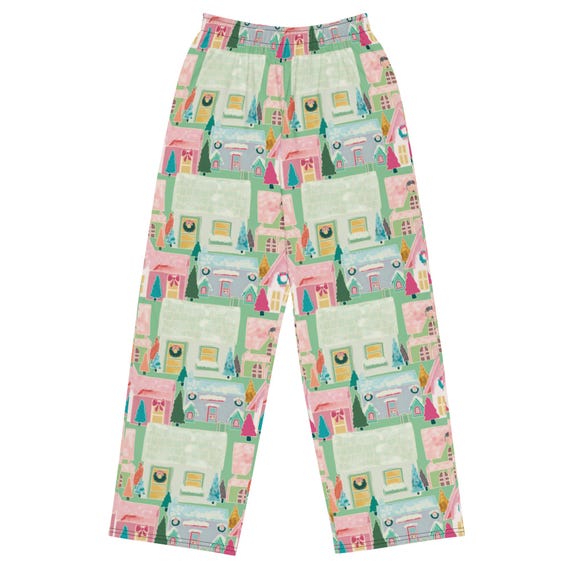 Christmas Village Wide-Leg Pants: Unisex Holiday Loungewear
