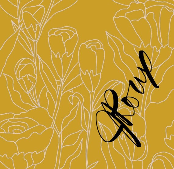 Golden Yellow Duvet cover / Flower Design on Mustard Yellow Bedding