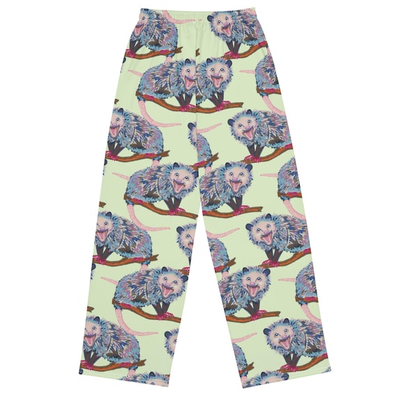 Fiesty Opossum Casual Pants / Funny Leisure Wear / Unisex Wide Leg Pajama Pants