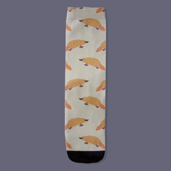 Beige Platypus Crew Socks / Unique Socks