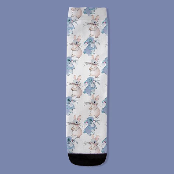 Pastel Bunny Rabbit Socks, Animal Print Socks