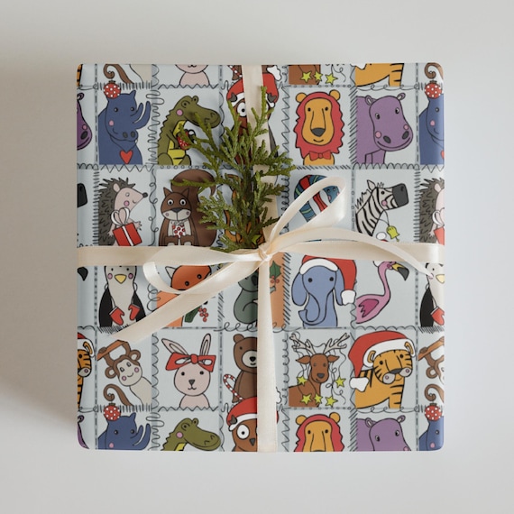 Hand-Drawn Christmas Animals Wrapping Paper - Set of 3