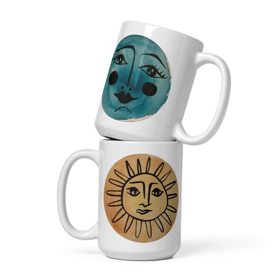 Sun and Moon White glossy mug