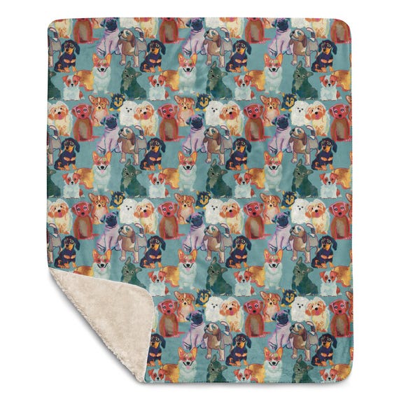 That’s My Puppy Dog Blanket: Colorful Sherpa Fleece, Jrouxart Design
