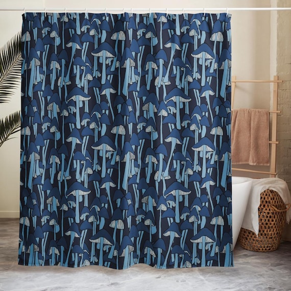 Blue Mushroom Shower curtain
