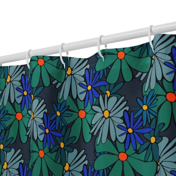 Blue Floral Shower Curtain