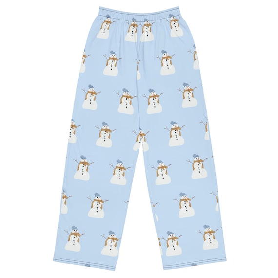 Snowman Lounge Pants: Mens Wide-Leg Christmas Pajamas