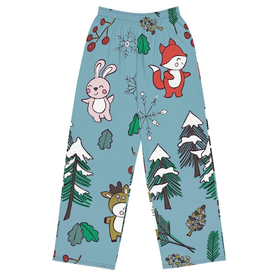 Winter Forest Animals Pajama Pants: Womens Holiday Loungewear