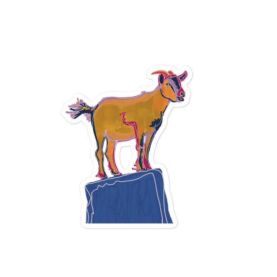 Hand-Drawn Goat Vinyl Sticker, Waterproof Art Decal