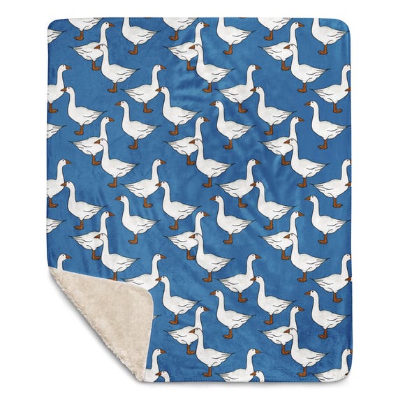 Silly Goose Blanket / Soft Blue Sherpa blanket