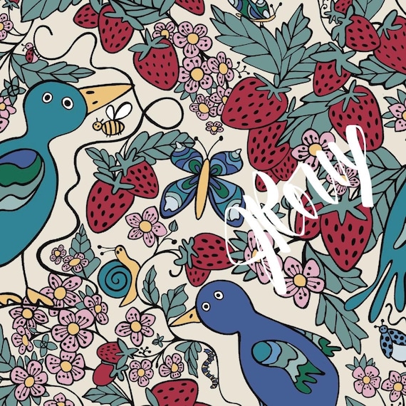 Birds and Strawberries Duvet cover