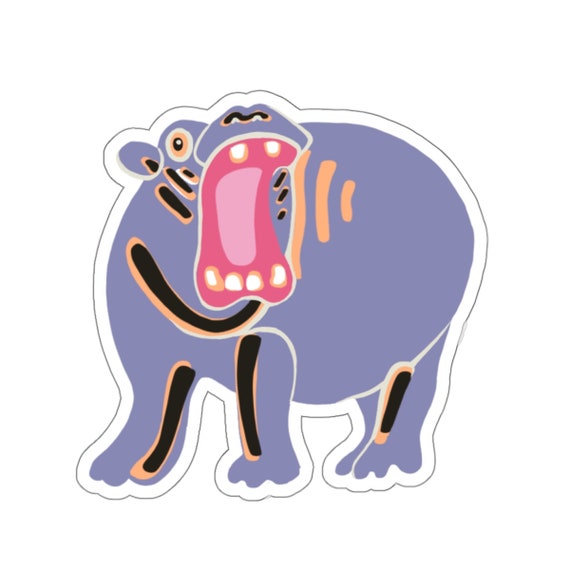 Purple Hippo Vinyl Sticker - Jrouxart Illustration