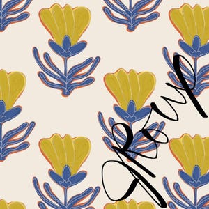 Dekbedovertrek met bloemen, geelblauw beddengoed, helder botanisch dekbedovertrek, vrolijk slaapkamerdecor